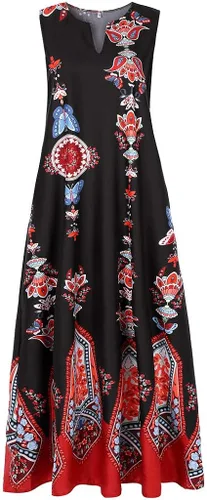 Vista 3 de MISYAA - Vestido casual, largo, sin mangas, con bolsillos, con cuello en V, para mujer