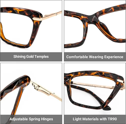 Vista 61 de Zeelool Gafas de bloqueo de luz azul ojo de gato de cristal para mujer Juliet VFP0270