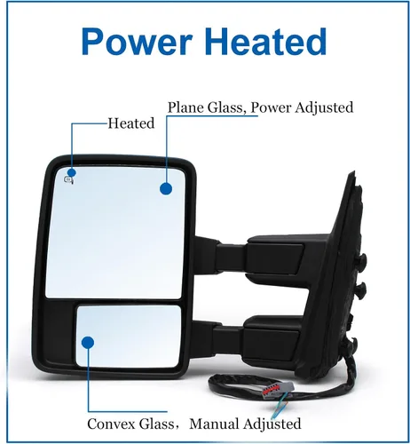Vista 3 de JZSUPER Espejo de remolque lateral izquierdo para Ford F250 F350 F450 F-550 Super Duty Power calentado ámbar intermitente luz de charco luz auxiliar