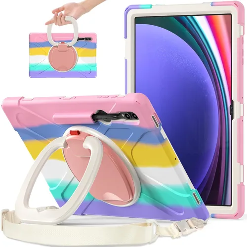 Vista 14 de Funda de rotación 360 para Galaxy S8 Ultra de 14.6 pulgadas, funda resistente con anillo giratorio, correa de transporte para hombro, correa de Negro