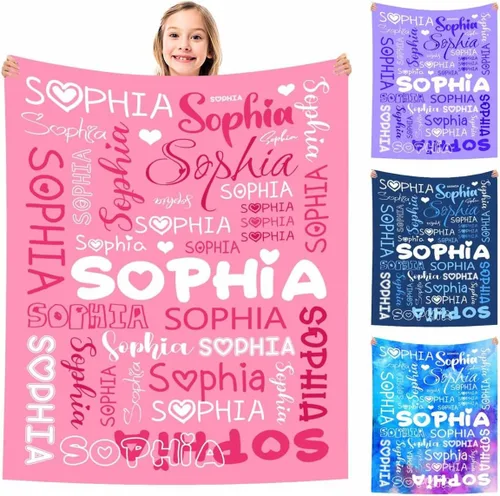 Vista 27 de MyPupSocks Manta Decorativa Personalizada con Nombre Personalizado Mantas para Niña Hija Nieta Manta Bonita (7 Tamaños)