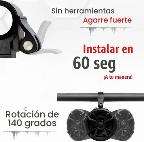 Vista 9 de NOAM NUTV5 - Kit de sistema estéreo marino ATV/carrito de golf/UTV, con 2 altavoces de torre de luz LED impermeables, controlador resistente a
