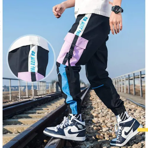 Vista 4 de Pantalones deportivos tipo cargo para hombre, para deportes al aire libre, a la moda, casuales, atléticos, pantalones geniales para hombre, hip hop