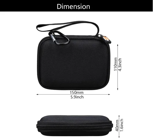 Vista 6 de Estuche rígido de EVA compatible con discos duros externos Kosbees de 500 GB/1 TB, protección portátil para disco duro externo con bolsillo de malla