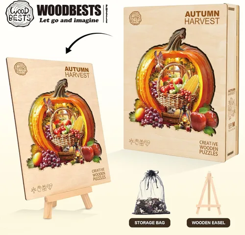 Vista 5 de Rompecabezas de madera para adultos, rompecabezas de madera para adultos, rompecabezas de madera con forma única de cosecha de otoño, regalos