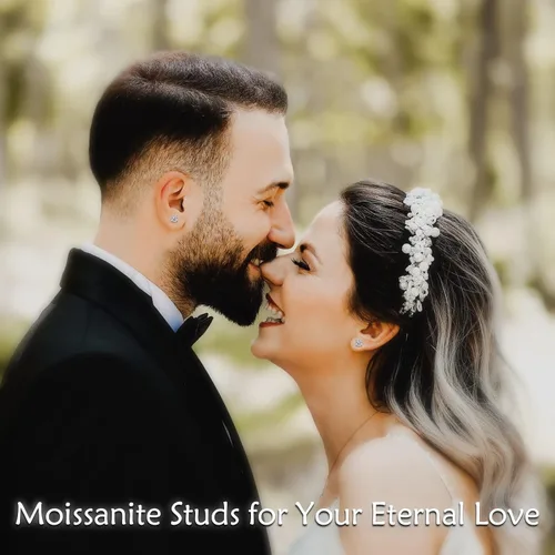 Vista 5 de KECHO Pendientes de tuerca de moissanite para mujer de 0,5 a 1 quilates de diamantes creados para hombre