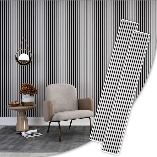 Vista 22 de IZODEKOR Paneles de pared acústicos de madera de 23.5 x 23.5 pulgadas (paquete de 2) – Paneles decorativos absorbentes de sonido para decoración