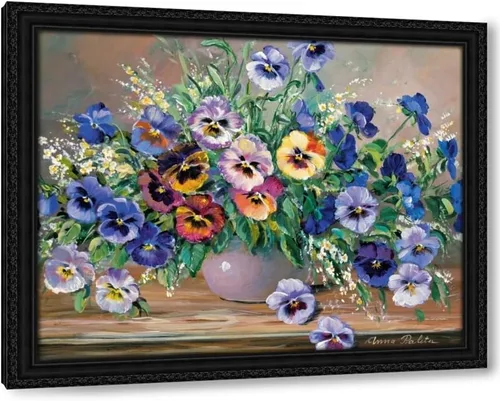Vista 9 de ArtDirect Bouquet of pansies 18x15 Black Modern Wood Framed with Double Matting Museum Art Print by Paleta, Anna