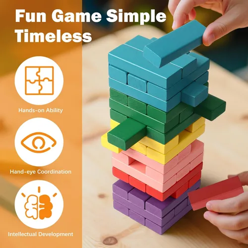 Vista 5 de Juego de mesa de bloques de madera para niños, 48 piezas