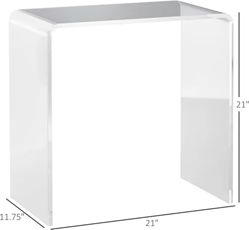 Vista 3 de HOMCOM Mesa de centro rectangular de 21 pulgadas de largo con forma de cascada de acrílico, 0.472 in de grosor, transparente