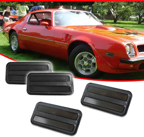 Vista 2 de Juego de carcasas de luces de halogéno para marcador lateral del parachoques delantero y trasero con lente ahumada para Pontiac Firebird Trans AM