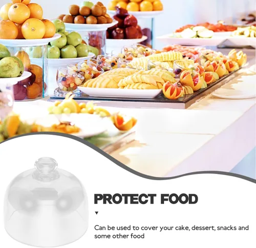 Vista 3 de HEALLILY Cubierta de cristal para tartas, cúpula de 3.93 pulgadas, cubierta protectora transparente para postres de alimentos, exhibición