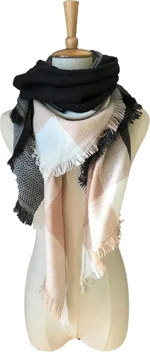 Vista 36 de Wander Agio - Bufanda envolvente con diseño a cuadros o triangular para mujer, cálida y larga, de punto, sensación de cachemira, chal