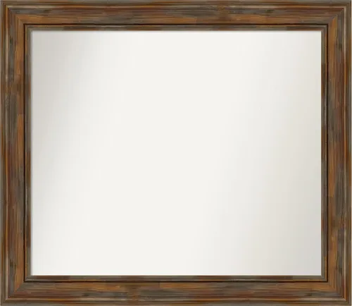 Vista 144 de Amanti Art Espejo de baño marrón para sobre fregadero, 26 x 26 pulgadas, espejo de tocador cuadrado marrón rústico Alexandria, marco de madera