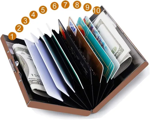Vista 2 de EASTNIGHTS Soporte para tarjetas de crédito RFID, protector de metal para tarjetas de crédito para hombres y mujeres, paquete de caja de regalo