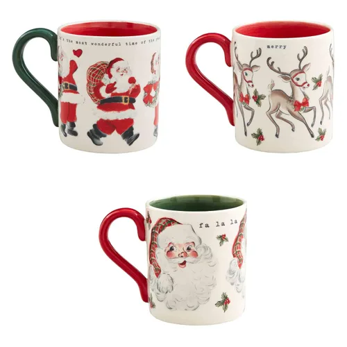 Vista 2 de Mud Pie Taza de Navidad vintage, reno, 15 onzas
