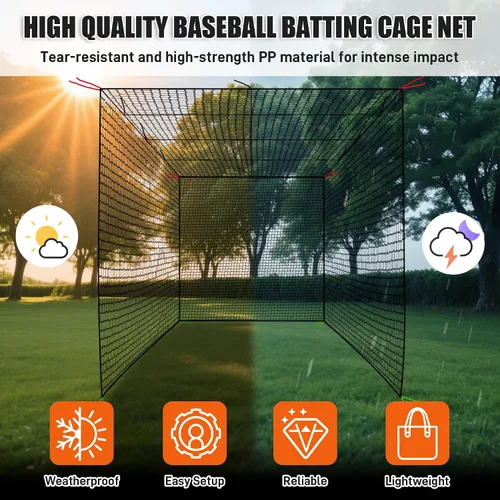 Vista 2 de Baseball Batting Cage Net, 10x10x20/10x10x35ft Softball Baseball Batting Netting for Backyard, Portable Hitting Practice Training Only Net with