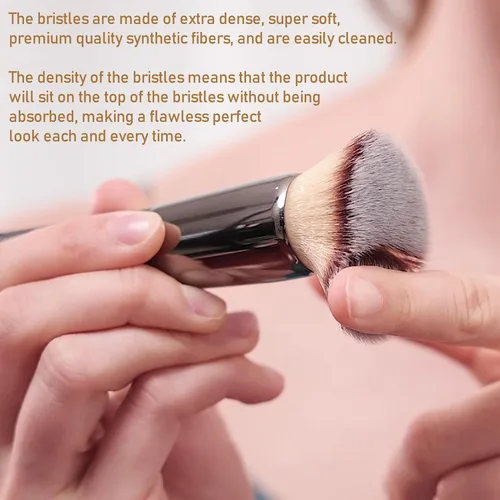 Vista 6 de Bueart Design Brocha de maquillaje para base de pulido de parte superior plana, ultra suave, densa, Kabuki, cepillo de maquillaje para líquido