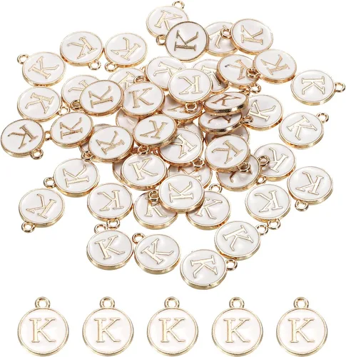 Vista 16 de MECCANIXITY Dije de Letras del Alfabeto de Doble Cara, para Hacer Collar, Pulsera, Pendientes, Joyería