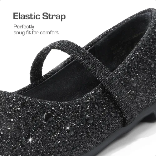 Vista 6 de DREAM PAIRS Mary Jane Zapatos de vestir para niñas pequeñas, zapatos planos de ballet para niña de las flores con diamantes de imitación, zapatos