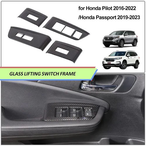 Vista 6 de Cubierta del panel del interruptor de elevación de ventana para Honda Pilot 2016-2022, accesorios para controlador de ventana, marco de puerta