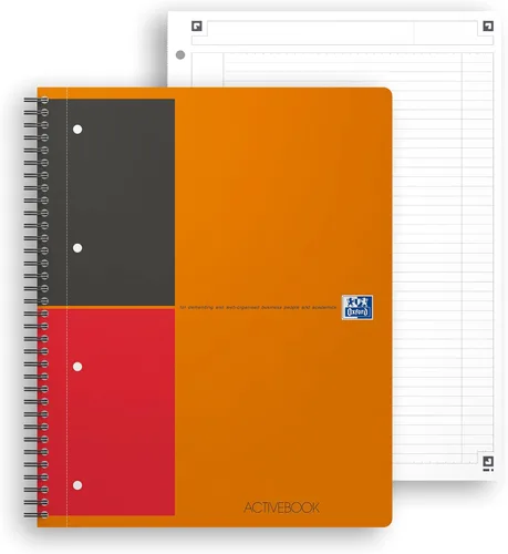 Vista 2 de Oxford International - Cuaderno activo con tapa de polietileno A4+, rayas estrechas con margen y perforado, incluye divisor reposicionable, 80