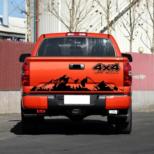 Vista 5 de Adhesivo adhesivo para puerta trasera de camión, 4 x 4, diseño gráfico de montañas para camioneta, accesorios de decoración exterior todoterreno, 59