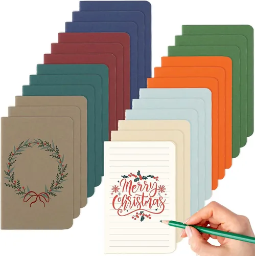 Vista 9 de Oucaru Cuaderno de Bolsillo de 24 Piezas, 3.5" x 5.5", 2 Colores, Cuaderno Rayado de 52 Páginas Mini Cuaderno Diario, Pequeño Cuaderno Memo Bloc