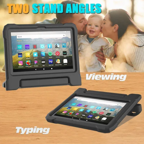 Vista 3 de DJ&RPPQ Funda resistente a prueba de golpes para niños, resistente (incompatible con Sony Nokia de 8 pulgadas) con soporte para niños, color negro