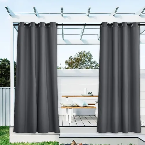 Vista 136 de NICETOWN Cortina para Exteriores para Patio Impermeable de 84 Pulgadas de Ancho, Aislamiento Térmico con Ojales Antioxidantes Bloqueo UV Cortina