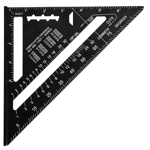 Vista 8 de Beslands - Carpintero cuadrado de 7 pulgadas con nivel, regla de triángulo cuadrada de metal de aluminio, herramienta de diseño de carpintería Negro