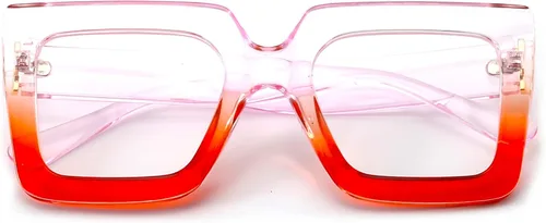 Vista 12 de Gafas de luz azul extragrandes para mujer, moda, gafas de computadora de lente cuadrada gruesa, sin receta, gafas negras, A1 negro