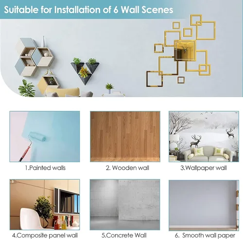 Vista 7 de Reloj de pared 3D DIY para decoración de sala de estar, moderno, silencioso, sin tictac, gran creatividad, sin marco, relojes de pared acrílicos