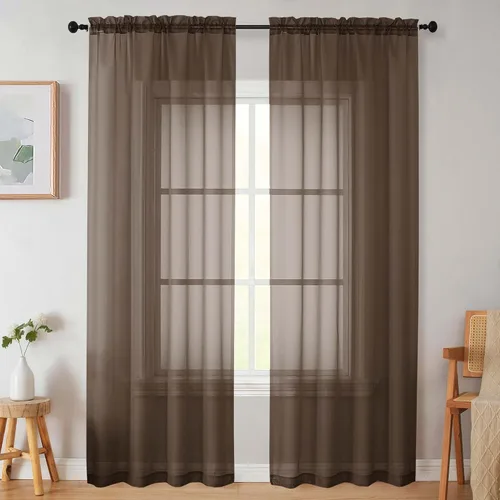 Vista 119 de 2 paneles de cortinas traslúcidas blancas para dormitorio, sala de estar, 96 pulgadas de largo, modernas, suaves, ligeras, con bolsillo para barra