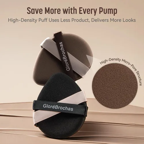 Vista 3 de Juego de esponjas para maquillaje, GloréBrochas 2 piezas, esponjas de base de baja absorción micro porosas, almohadillas de PU con cojín sin látex