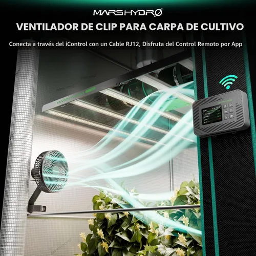 Vista 2 de MARS HYDRO 6'' Oscillating Clip-On Grow Tent Fan, 10 Wind Speeds, EC Motor