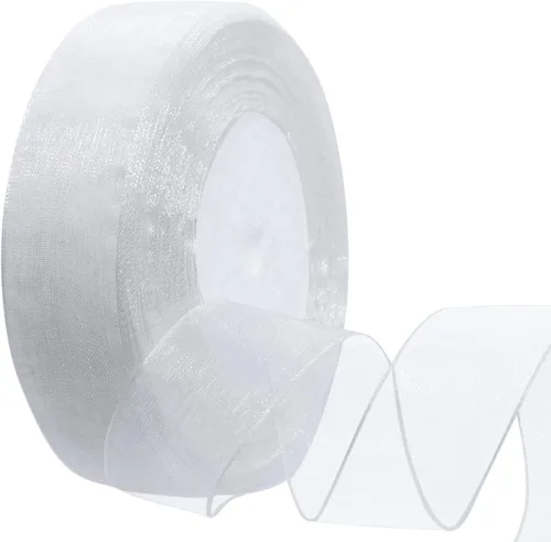 Vista 11 de Hapeper Cinta de gasa de organza transparente de 1 pulgada, 50 yardas/rollo (negro)