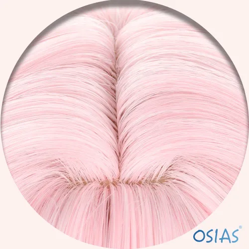 Vista 5 de OSIAS Peluca larga recta rosa para cosplay del 7 de marzo de Honkai Star Rail sintético resistente al calor