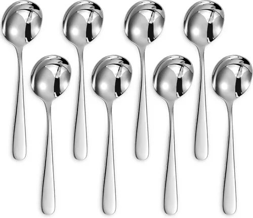 Vista 10 de KEAWELL Cucharas de sopa Louise premium de 7 pulgadas, acero inoxidable 18/10, aptas para lavavajillas (4)