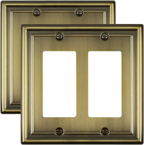 Vista 10 de Cubiertas de salida para placas de interruptor, paquete de 2 placas Latón antiguo