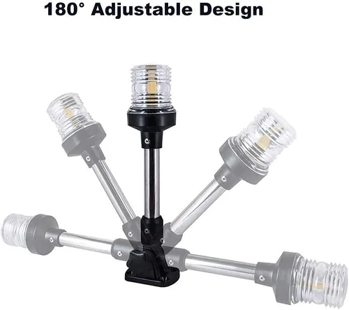 Vista 7 de Luz LED blanca plegable para popa de lancha, anclaje, para pontón y lancha de pesca (12 pulgadas)