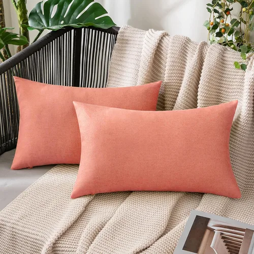 Vista 66 de MIULEE - Paquete de 2 fundas de almohada decorativas para exteriores, impermeables, sólidas, de imitación de lino, para jardín, casa de campo, Azul