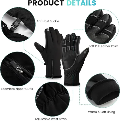Vista 6 de Trifabricy -Guantes de esquí de invierno de 10 para hombres y mujeres, guantes térmicos de nieve impermeables multicapa para clima frío, guantes