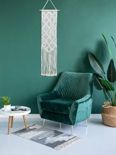 Vista 5 de Ebristar Tapiz de macramé para colgar en la pared, bohemio y chic hecho a mano, arte de pared rústico moderno, decoración del hogar, apartamento
