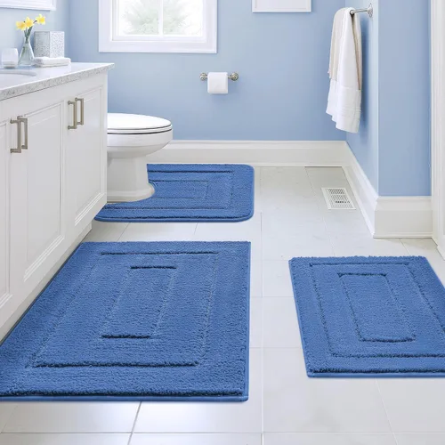 Vista 41 de GRANNY SAYS Juego de 2 alfombras de baño suaves para baño, alfombras de baño antideslizantes y lavables, alfombras de baño absorbentes para bañera