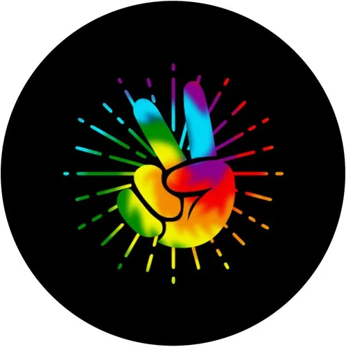 Vista 5 de Peace Sign Retro Hand Symbol Tie Dye 60s 70s Hippie Pattern PopSockets PopGrip: Swappable Grip for Phones & Tablets