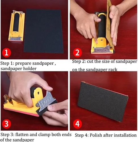 Vista 6 de Utoolmart Lijadora de mano con mango, soporte para papel de lija para madera, paneles de yeso, pulido de metal, 1 unidad