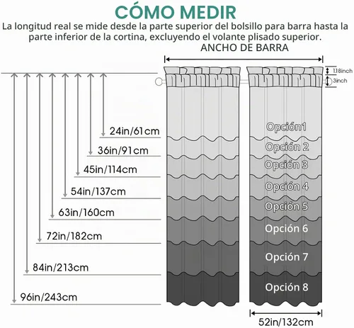 Vista 8 de HOMEIDEAS - Cortinas semitransparentes de privacidad blancas que no se transparentan, 52 x 96 pulgadas Blanco