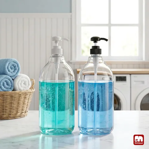 Vista 9 de GMISUN Dispensador de detergente de plástico para ropa, paquete de 2 dispensadores de jabón líquido para lavandería, contenedor de almacenamiento