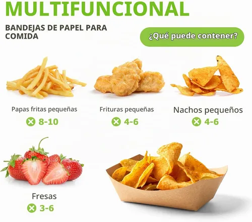 Vista 3 de ZORRITA Paquete de 100 bandejas pequeñas de papel para alimentos de 1 libra